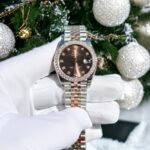 Rolex Replica Watch DateJust Chocolate Dial Custom Benzel Moissanite Diamonds 31mm - Image 2