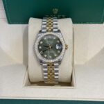 Rolex DateJust Replica Watch Moissanite Diamond Green Dial 31mm - Image 2