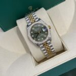 Rolex DateJust Replica Watch Moissanite Diamond Green Dial 31mm - Image 3