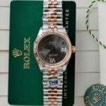 Rolex DateJust Women Demi Rose Gold Copies Watches Gray Dial THB Factory 31mm