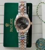 Rolex DateJust Women Demi Rose Gold Copies Watches Gray Dial THB Factory 31mm
