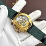 Rolex Perpetual 1908 Yellow Fake Watch Black Dial Leather Strap 39mm - Image 5