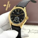 Rolex Perpetual 1908 Yellow Fake Watch Black Dial Leather Strap 39mm - Image 3