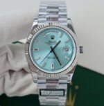 Rolex Luxury Fake Watches Day-Date Ice Blue Dial Weight 186 Grams QF Factory 40mm