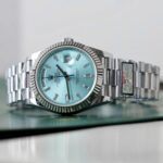 Rolex Luxury Fake Watches Day-Date Ice Blue Dial Weight 186 Grams QF Factory 40mm - Image 4