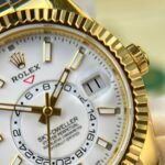 Rolex Sky-Dweller White Dial Knock Off Watches Custom Gold Plated Weight 192 Grams ZF Factory 42mm - Image 8