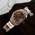 Rolex Sky-Dweller Chocolate Dial Imitation Watches 18K Gold Wrapped Custom 42mm - Image 3