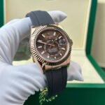 Rolex Sky-Dweller Brown Dial Imitation Watches Custom Rose Gold Plated Weight 192 Grams ZF Factory 42mm - Image 4