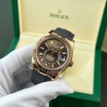 Rolex Sky-Dweller Brown Dial Imitation Watches Custom Rose Gold Plated Weight 192 Grams ZF Factory 42mm - Image 3