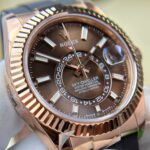 Rolex Sky-Dweller Brown Dial Imitation Watches Custom Rose Gold Plated Weight 192 Grams ZF Factory 42mm - Image 6