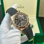 Rolex Sky-Dweller Gray Dial Replica Watches Custom Rose Gold Plated Weight 192 Grams ZF Factory 42mm - Image 4
