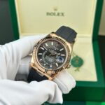 Rolex Sky-Dweller Gray Dial Replica Watches Custom Rose Gold Plated Weight 192 Grams ZF Factory 42mm - Image 3