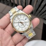 Rolex Sky-Dweller Replica Watch White Dial Demi Oyster Strap Factory N 41mm - Image 2