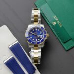 Rolex Submariner Dial Blue Copies Watches Custom Gold Wrapped 40mm - Image 2
