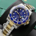 Rolex Submariner Dial Blue Copies Watches Custom Gold Wrapped 40mm - Image 3
