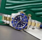 Rolex Submariner Dial Blue Copies Watches Custom Gold Wrapped 40mm - Image 4