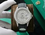 Rolex Yacht-Master Replica Watch Full Diamond Moissanite Rubber Strap 42mm - Image 2