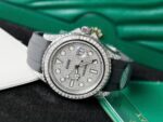 Rolex Yacht-Master Replica Watch Full Diamond Moissanite Rubber Strap 42mm - Image 3