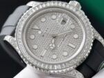 Rolex Yacht-Master Replica Watch Full Diamond Moissanite Rubber Strap 42mm - Image 4