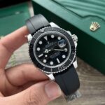 Rolex Clone Watch Yacht-Master Black Dial Rubber Strap 40mm - Image 2
