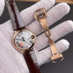 Cartier Good Imitation Watches Ballon Bleu De WJBB0040 Women-s Brown Leather Strap AF Factory 33mm