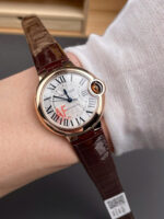 Cartier Good Imitation Watches Ballon Bleu De WJBB0040 Women-s Brown Leather Strap AF Factory 33mm - Image 9
