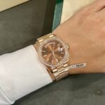 Rolex Fake Watch Day-Date Dial Chocolate Moissanite Diamonds Custom 40mm - Image 7