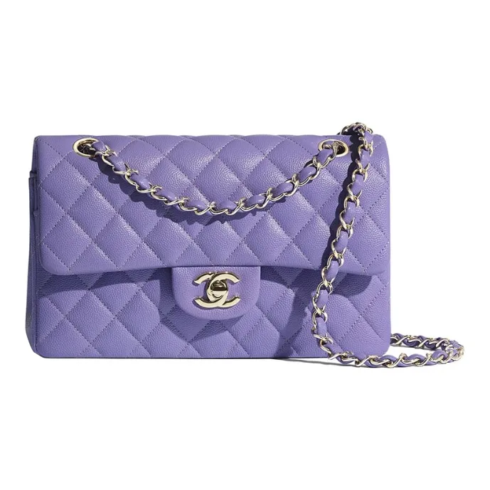 0609e4a5fc25465392fed7bc067e319d.webp Chanel Classic Flap Small (23cm) – Purple Caviar Leather with Gold-Tone Metal - Image 1