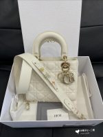 Lady Dior Medium Bag – Lambskin in White with Gold Hardware - Image 3
