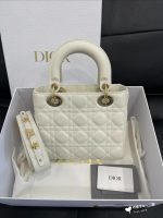 Lady Dior Medium Bag – Lambskin in White with Gold Hardware - Image 4