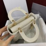 Dior Lady Dior Patent White Medium - Image 8