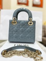 Lady Dior Mini Bag – Matte Misty Blue Patent Leather - Image 5