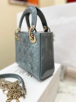 Lady Dior Mini Bag – Matte Misty Blue Patent Leather - Image 6