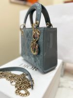 Lady Dior Mini Bag – Matte Misty Blue Patent Leather - Image 7