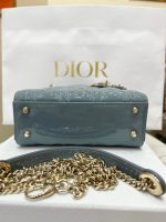 Lady Dior Mini Bag – Matte Misty Blue Patent Leather - Image 8