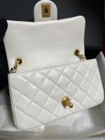 Chanel Classic Flap Mini – White Lambskin & Gold-Tone Metal – Pearl Crush - Image 8