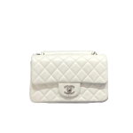 Chanel Classic Flap Mini – White Lambskin & Silver-Tone Metal Chain