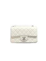 Chanel Classic Flap Mini – White Lambskin & Silver-Tone Metal Chain