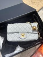 Chanel Classic Flap Mini – Light Grey Lambskin & Gold-Tone Metal – Pearl Crush - Image 5