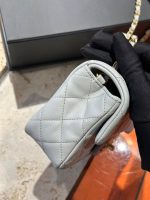 Chanel Classic Flap Mini – Light Grey Lambskin & Gold-Tone Metal – Pearl Crush - Image 8
