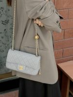 Chanel Classic Flap Mini – Light Grey Lambskin & Gold-Tone Metal – Pearl Crush - Image 9