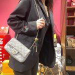 Chanel Classic Flap Mini – Light Grey Lambskin & Gold-Tone Metal – Pearl Crush - Image 14