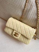 Chanel Classic Flap Mini – Yellow Lambskin & Gold-Tone Metal – Pearl Crush - Image 10