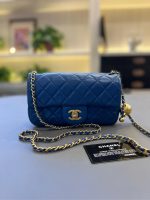 Chanel Classic Flap Mini – Dark Blue Lambskin & Gold-Tone Metal – Pearl Crush - Image 4