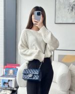 Chanel Classic Flap Mini – Dark Blue Lambskin & Gold-Tone Metal – Pearl Crush - Image 8