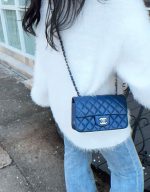 Chanel Classic Flap Mini – Dark Blue Lambskin & Gold-Tone Metal – Pearl Crush - Image 11