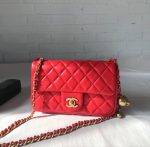 Chanel Classic Flap Mini – Red Lambskin & Gold-Tone Metal – Pearl Crush - Image 2