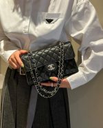 Chanel Classic Flap Small (23cm) – Black Caviar Leather with Silver-Tone Metal - Image 10