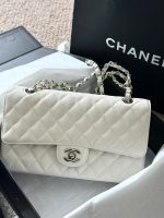 Chanel Classic Flap Small (23cm) – White Caviar Leather with Silver-Tone Metal - Image 2