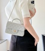 Chanel Classic Flap Small – Grey Caviar Leather & Gold-Tone Metal - Image 10